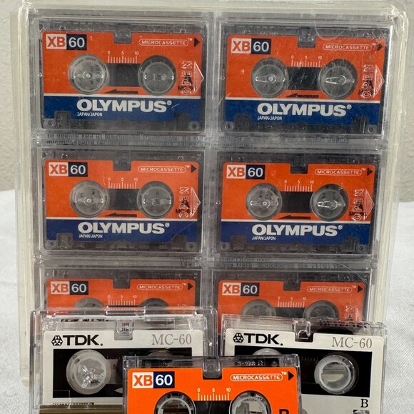 Olympus Pearlcorder S923 Microcassette Recorder & 9 XB-60 & TDK MC-60 Microtapes - Picture 12 of 13
